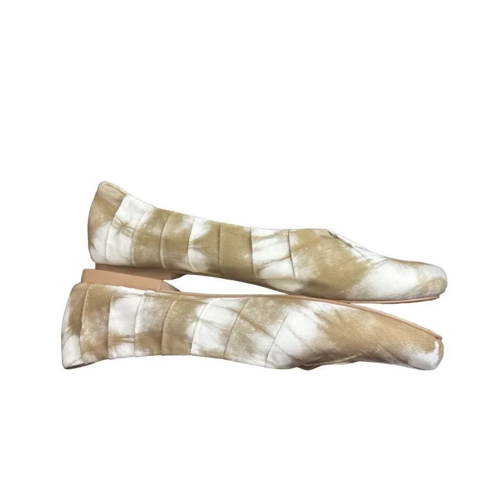 Korks Women’s Size 10  Palmer Khaki White Tie Dye Square Toe Ruched Ballet Flat
